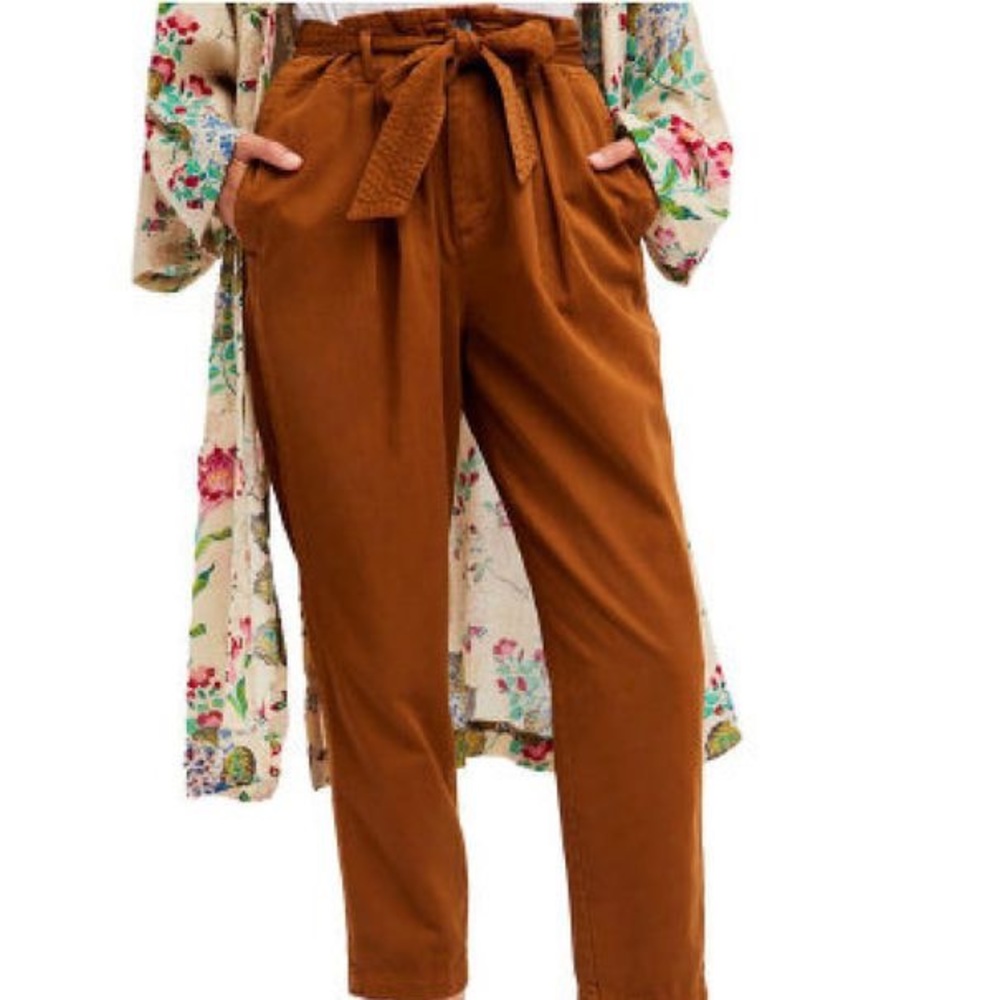 Free People Brown Paper Bag Trousers High Waist